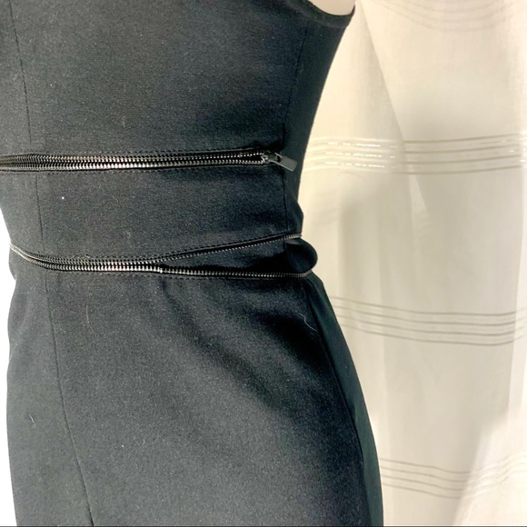 Theory $295 Bodycon Zipper Accent Mini Dress 0 Black Dress - Picture 6 of 16
